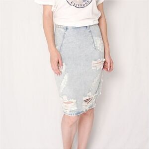 One Teaspoon Freelove Distressed Denim Skirt Size 26